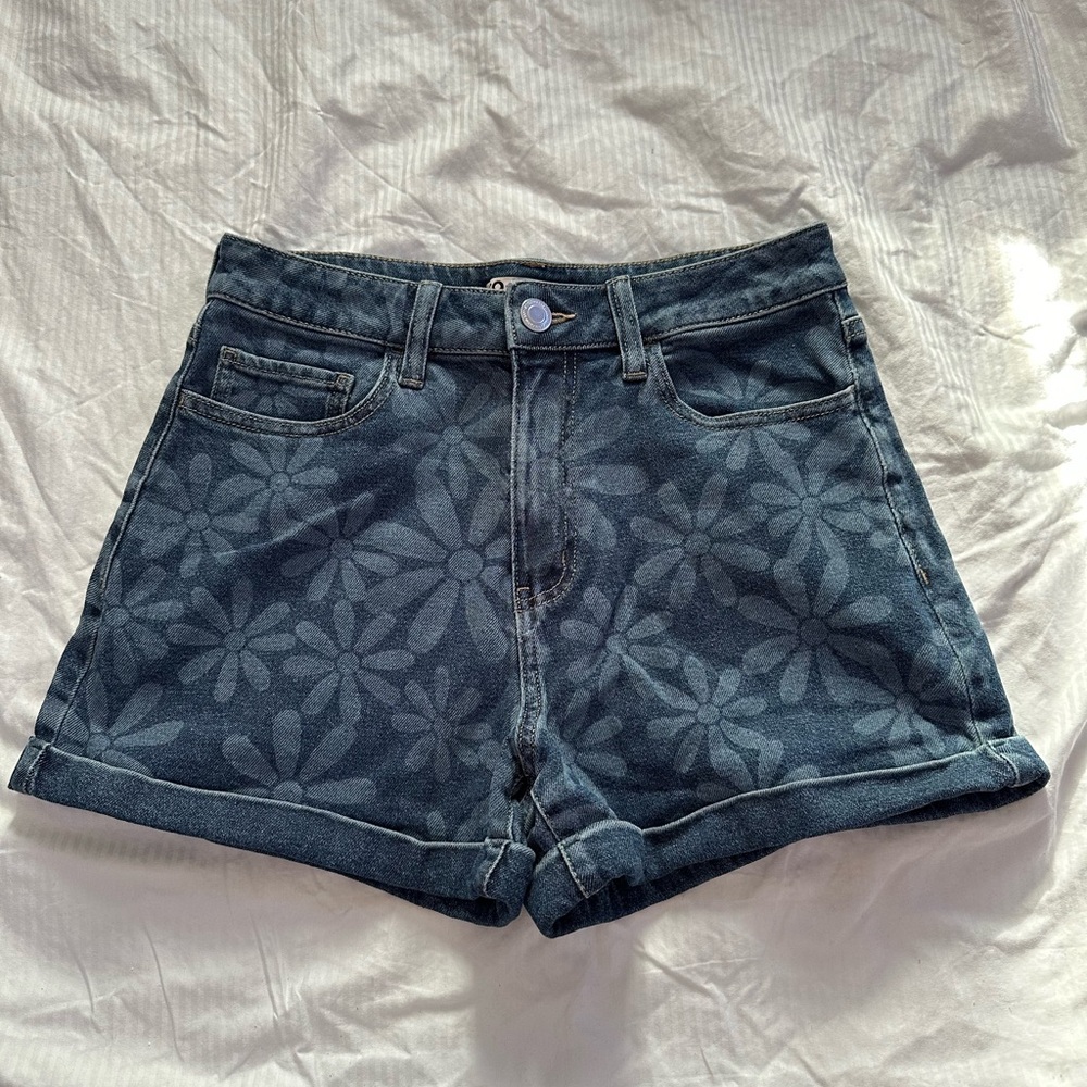 SO Blue Floral Jean Shorts